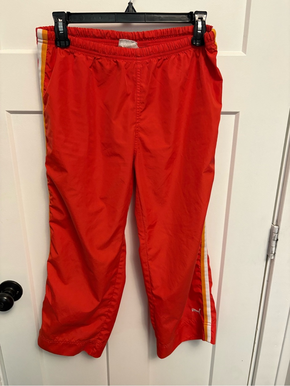 Vintage Puma Red Track Capris with Side Stripe